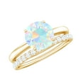thumbnail image 1 of Rosec Jewels Solitaire Ethiopian Opal Bridal Ring Set with Diamond Enhancer (AAA Quality), 14K Yellow Gold, US 3.50, 1 of 10