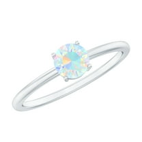 Rosec Jewels Real Ethiopian Opal Promise Ring for Women - October Birthstone Ring - AAA Quality - Ready to Gift for Valentines, 925 Sterling Silver, US 4.00