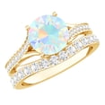 thumbnail image 1 of Rosec Jewels Solitaire Ethiopian Opal Ring Set with Moissanite for Women (AAA Grade), 18K Yellow Gold, US 6.00, 1 of 9
