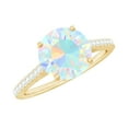 thumbnail image 1 of Rosec Jewels Solitaire Ethiopian Opal Ring with Diamond for Women, October Birthstone Ring, 18K Yellow Gold, US 3.50, 1 of 9