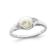 GEM AND HARMONY Gem & Harmony Solitaire Freshwater Cultured Pearl Ring 6.5mm in Sterling Silver for Women