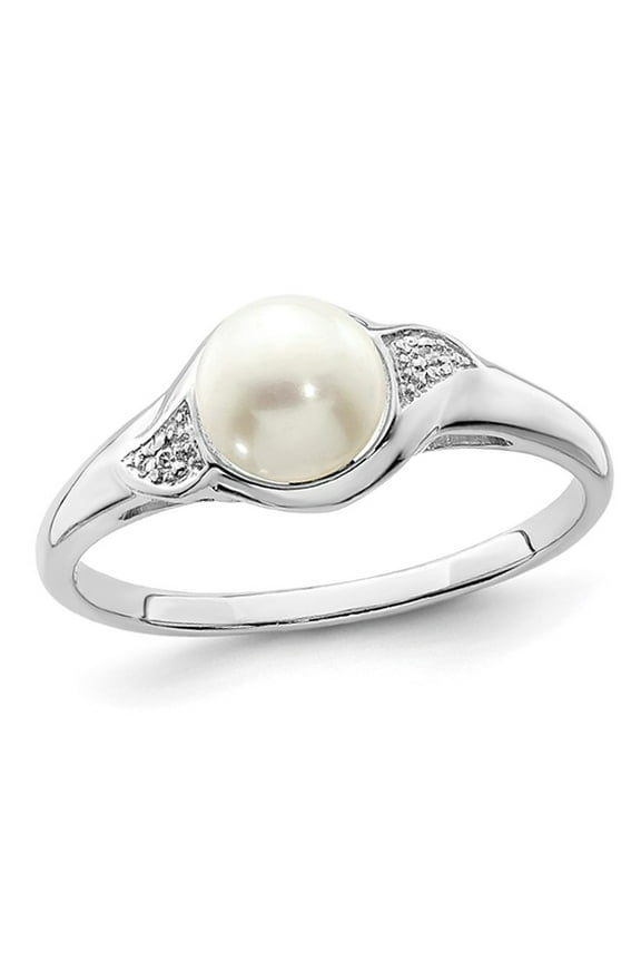 Gem & Harmony Solitaire Freshwater Cultured Pearl Ring 6.5mm in Sterling Silver for Women