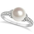 thumbnail image 1 of Solitaire Freshwater Cultured Pearl and Diamond Ring 0.16ctw (8mm), 1 of 3