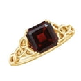 thumbnail image 1 of Rosec Jewels Real Garnet Solitaire Engagement Ring for Women - 8 mm Asscher Cut Garnet Celtic Knot Ring (AAA Grade) - with Jewelry Box, 10K Yellow Gold, US 10.50, 1 of 8