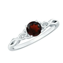 Rosec Jewels Solitaire Garnet Promise Ring for Women, Celtic Ring - AAA Quality, 925 Sterling Silver, US 4.00