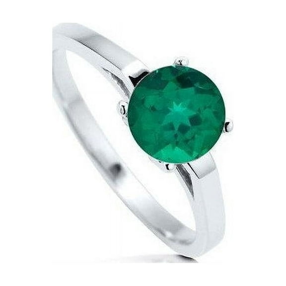 Solitaire Half Carat Emerald Engagement Ring in 14k White Gold affordable emerald and diamond engagement ring