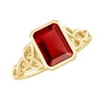thumbnail image 1 of Rosec Jewels Solitaire Lab Created Ruby Celtic Ring with Diamond for Women - 6X8 mm, 10K Yellow Gold, US 11.50, 1 of 8