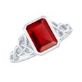 thumbnail image 1 of Rosec Jewels Solitaire Lab Created Ruby Celtic Ring with Diamond for Women - 6X8 mm, 925 Sterling Silver, US 12.50, 1 of 8