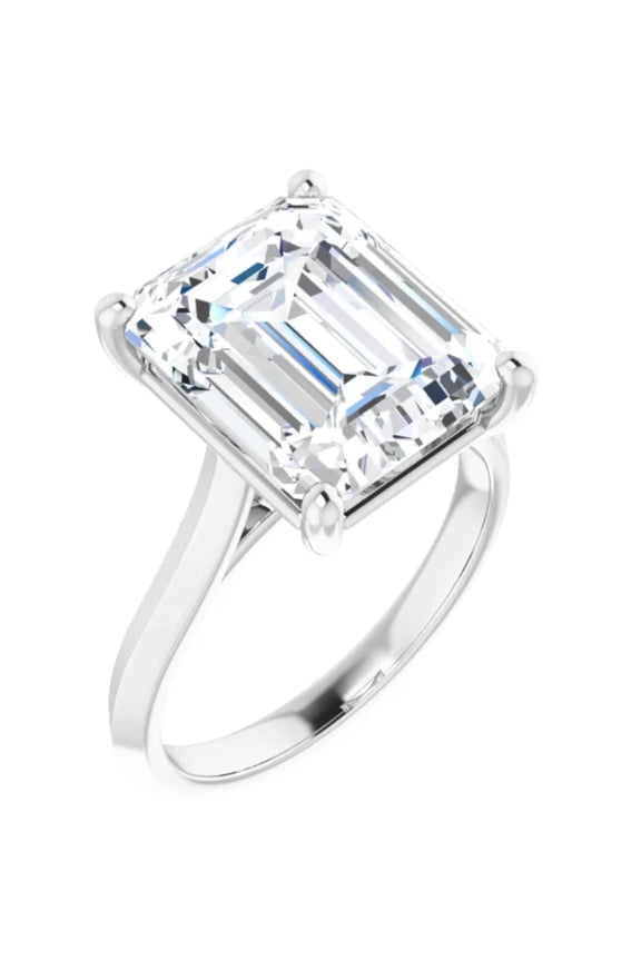 Solitaire Lab Grown Diamond Engagement Ring Emerald Cut 3 Ct.