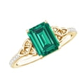 thumbnail image 1 of Rosec Jewels Solitaire Lab Grown Emerald Celtic Knot Ring with Diamond for Women - 6X8 mm, 10K Yellow Gold, US 4.50, 1 of 9