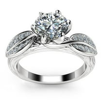 Solitaire Leaf Design Engagement Ring For Women's Gift 1.9 Ct Diamond 14K White Gold Over