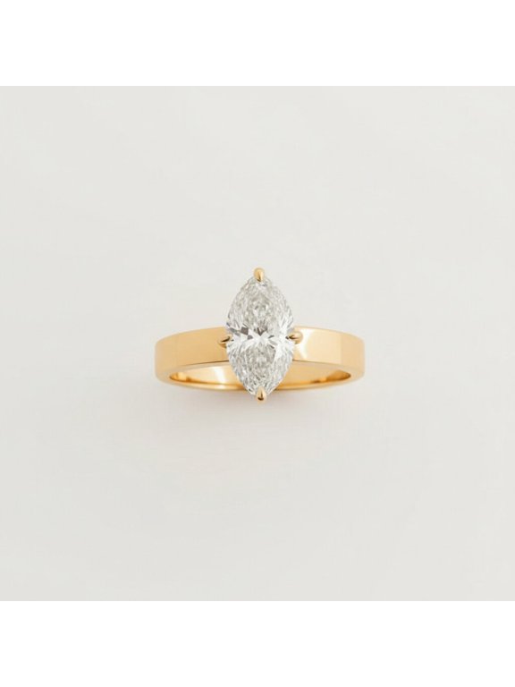 Solitaire Marquise Cut Diamond Engagement Ring, Diamond Thick Band Ring, Anniversary Gift For Wife, Single Stone Promise Ring, Stackable Ring, Dainty Wedding Ring, Handamde Jewelry