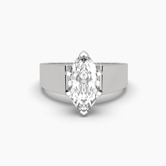 Solitaire Marquise Moissanite 18k Dome Ring