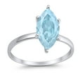 thumbnail image 1 of Solitaire Marquise Ring Aquamarine CZ 925 Sterling Silver Size 4, 1 of 7