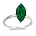 thumbnail image 1 of Solitaire Marquise Ring Green Emerald CZ 925 Sterling Silver Size 12, 1 of 7