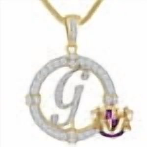 Solitaire Men's Big 2.75'' 14k Gold Over Round Medallion Cursive Initial Letter Alphabet "G" Charm Pendent Chain Set 39 + Grams