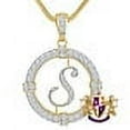 thumbnail image 1 of Solitaire Men's Big 2.75'' 14k Gold Over Round Medallion Cursive Initial Letter Alphabet "R" Charm Pendent Chain Set 39 + Grams, 1 of 3