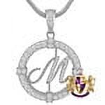 Solitaire Men's Big 2.75'' 14k White Gold Over Round Medallion Cursive Initial Letter Alphabet "M" Charm Pendent Chain Set 39 + Grams
