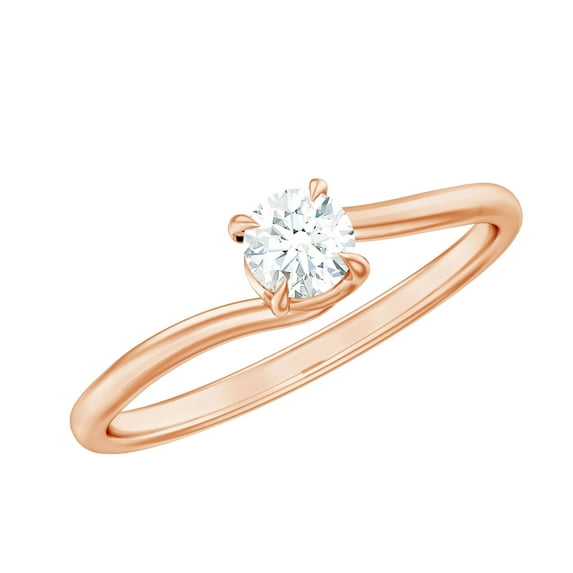 Rosec Jewels Solitaire Moissanite Bypass Promise Ring for Women - D-VS1 Quality - 5 mm - 1/2 Ct, 10K Rose Gold, US 9.50