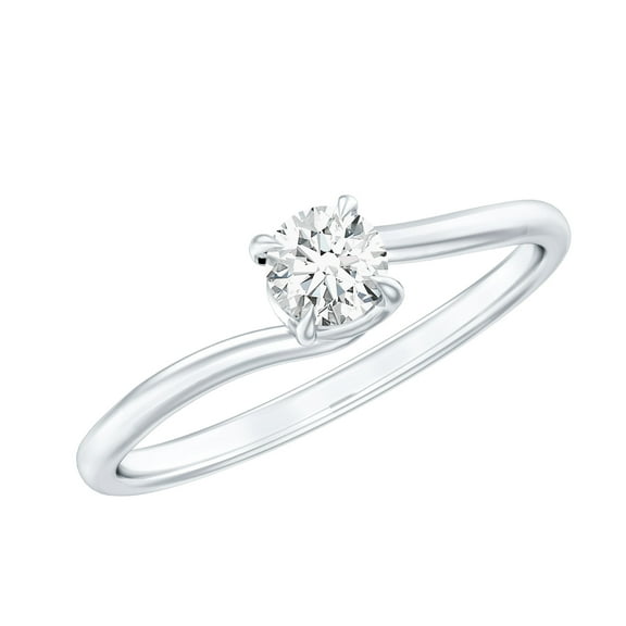 Rosec Jewels Solitaire Moissanite Promise Ring for Women - 5 mm Round - 1/2 Carat - Bypass Ring - D-VS1 Grade - Ready to Gift, 925 Sterling Silver, US 4.00