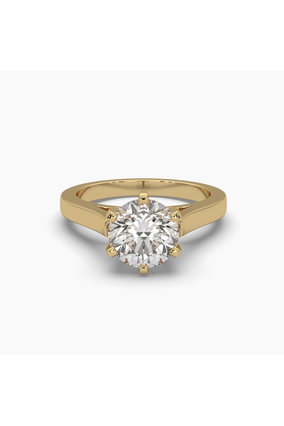 Solitaire Moissanite Cathedral Prong-Set 18k Ring