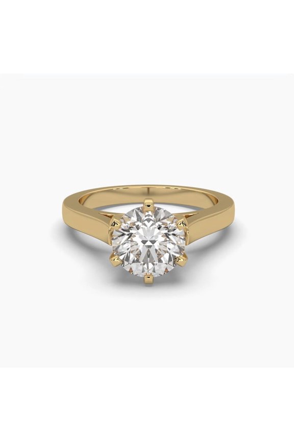 Solitaire Moissanite Cathedral Prong-Set 18k Ring