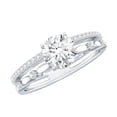 thumbnail image 1 of Rosec Jewels Solitaire Moissanite Double Band Engagement Ring for Women (6 mm, 1 Ct, D-VS1 Quality), 10K White Gold, US 11.50, 1 of 8