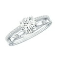 thumbnail image 1 of Rosec Jewels Solitaire Moissanite Double Band Engagement Ring for Women (6 mm, 1 Ct, D-VS1 Quality), 10K White Gold, US 9.00, 1 of 8