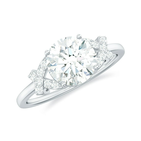 Rosec Jewels Certified Moissanite Solitaire Engagement Ring 1 Carat - 7 mm Round - D-VS1 Quality, 925 Sterling Silver, US 4.00