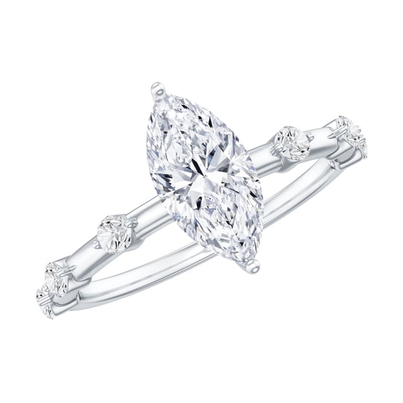 Rosec Jewels Moissanite Marquise Engagement Ring 1 Carat - 5X10 mm - D-VS1 Quality Certified Solitaire Ring for Women, 925 Sterling Silver, US 4.00
