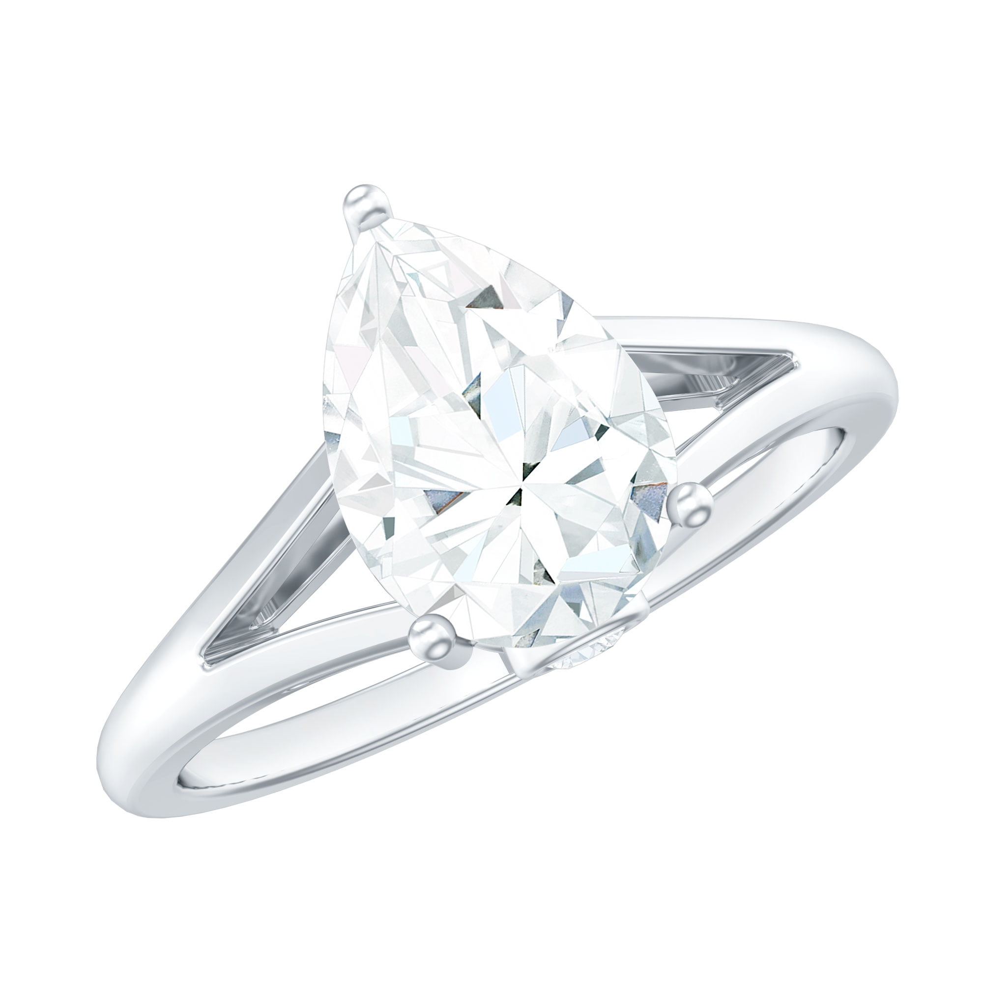 Rosec Jewels Solitaire Moissanite Teardrop Engagement Ring 2 Ct - Split ...