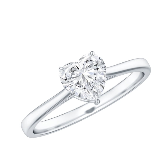 Rosec Jewels Moissanite Heart Shaped Promise Engagement Ring 1 Carat - Moissanite Solitaire Ring - 7 mm - D-VS1 Quality, 925 Sterling Silver, US 4.00