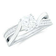 ROSEC JEWELS Solitaire Moissanite Infinity Engagement Ring for Women (6 mm, D-VS1 Grade), 925 Sterling Silver, US 4.00