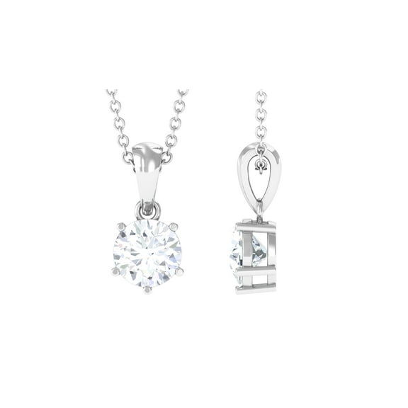 Rosec Jewels Solitaire Moissanite Necklace for Women, 925 Sterling Silver