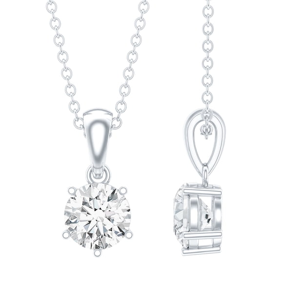Rosec jewels Solitaire Moissanite Necklace for Women, 925 Sterling Silver