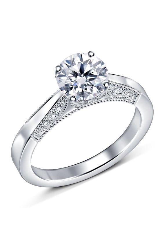 Solitaire Moissanite Ring 2.40 Cts , White Moissanite Diamond 925 Sterling Silver Ring Engagement Promise Ring , Wedding Ring , Ring For Her