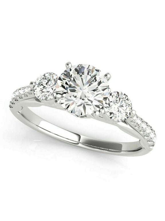 Solitaire Moissanite Ring, 3 Rounds 4.00 Cts Moissanite Engagement Ring, 18k White Gold Plated Promise Ring, Anniversary Gift, Bridal Ring, Daily Ring