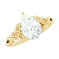 thumbnail image 1 of Rosec Jewels Certified Moissanite Teardrop Engagement Ring - 5X7 mm - Celtic Knot Ring - D-VS1 Quality - with Jewelry Box, 10K Yellow Gold, US 5.50, 1 of 9