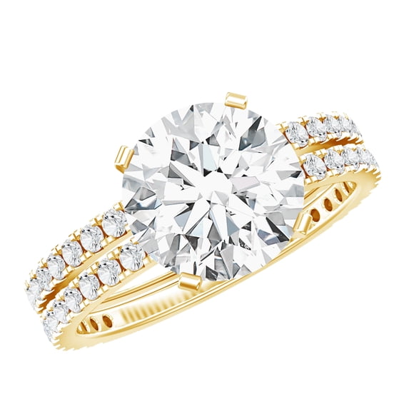 Rosec Jewels Moissanite Wedding Engagement Ring Set - 3 Carat Engagement Ring with Enhancer - D-VS1 Grade, 14K Yellow Gold, US 11.50