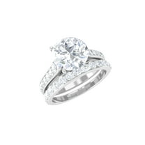 Rosec Jewels Solitaire Moissanite Wedding Ring Set for Women, Stackable Ring Set (3.75 CT), 925 Sterling Silver, US 4.00