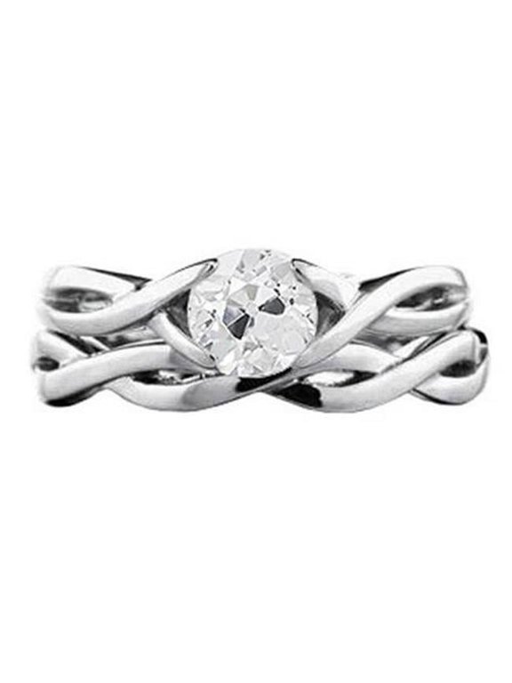 Solitaire Old Miner 1 CT Infinity Style Shank Engagement Ring, Size 6.5