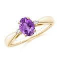 thumbnail image 1 of Solitaire Oval 1 Ctw Amethyst 925 Silver Yellow Plated Women Wedding Ring, 1 of 4