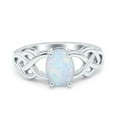 thumbnail image 1 of Solitaire Oval Celtic Ring Lab Created White Opal 925 Sterling Silver Size 6, 1 of 6