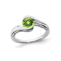 Gem & Harmony Solitaire Peridot Ring 7/10 Carat (Ctw) in 10K White Gold for Women