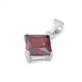 thumbnail image 1 of Solitaire Plain Square Pendant Simulated Garnet .925 Sterling Silver Charm Jewelry Female Unisex, 1 of 3