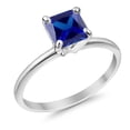 thumbnail image 1 of Solitaire Princess Cut Engagement Blue Sapphire CZ Ring 925 Sterling Silver Size 5, 1 of 5