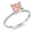 thumbnail image 1 of Solitaire Princess Cut Engagement Morganite CZ Ring 925 Sterling Silver Size 11, 1 of 5