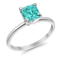thumbnail image 1 of Solitaire Princess Cut Engagement Paraiba Tourmaline CZ Ring 925 Sterling Silver Size 10, 1 of 6