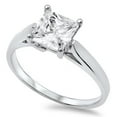 thumbnail image 1 of Solitaire Princess Cut Engagement Ring CZ 925 Sterling Silver Ring Size 9, 1 of 5
