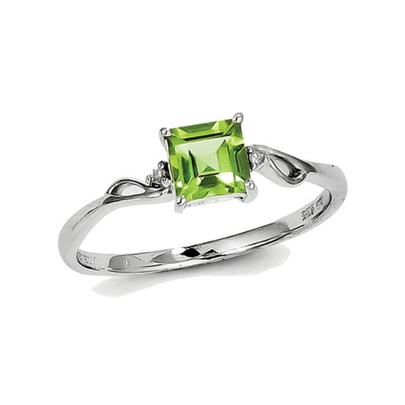 Solitaire Princess Cut Natural Peridot Ring 0.60 Carat (Ctw) in Sterling Silver for Women
